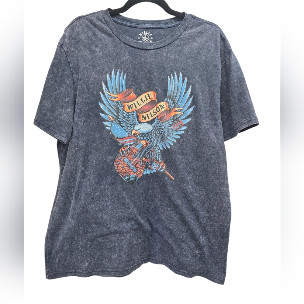 Willie‎ Nelson Graphic T-Shirt Mens Large Gray Eagle Guitar Country Rock